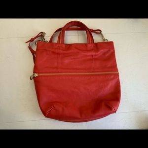 Christopher Kon coral pink leather bag 15x15x7